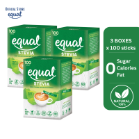 (Bundle of 3) EQUAL STEVIA 100 sticks 100% Natural Zero Calorie Sweetener