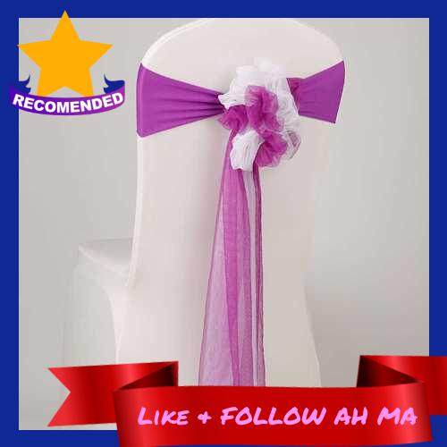 Best Selling Chair Sash Bow Elastic Chair Ribbon Back Tie Bands for Wedding Party Ceremony Banquet (Purple)