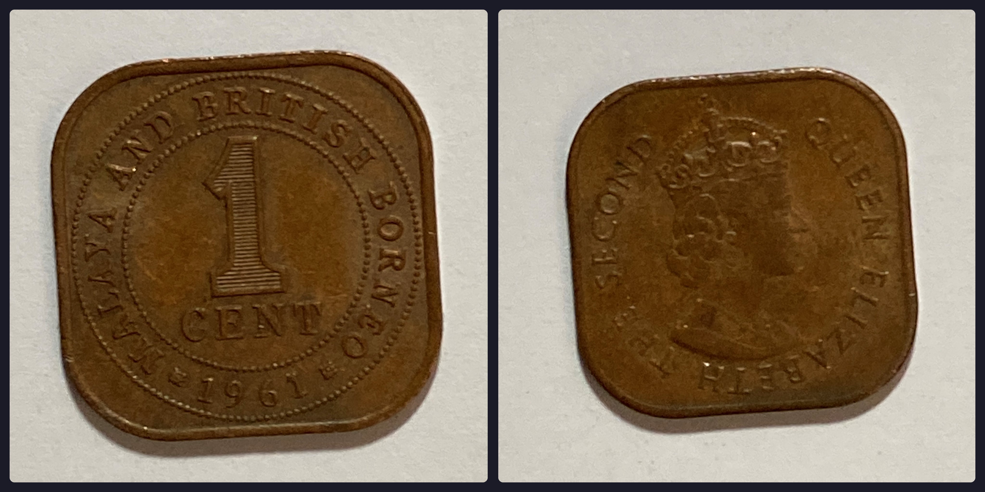 Malaya and British Borneo (Malaysia) Coin 1 Cent 1961 Queen Elizabeth II.