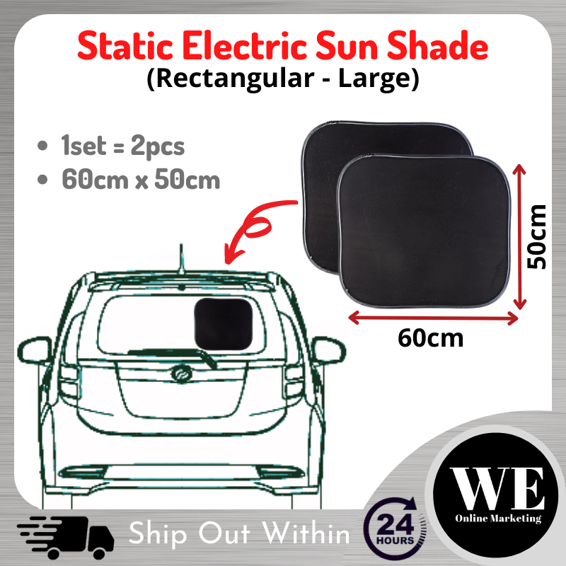 (Ready Stock) 50cmx60cm Universal Car Static Electric Sun Shade UV Protective Pelindung Cahaya Matahari Black Window Film Sunshade