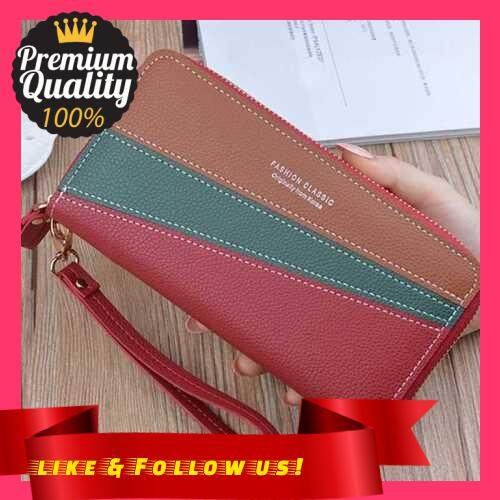 People\'s Choice Women Purse Splicing Phones Bag Card Holder with Zippers Fashion Wallet Handbag (Red)