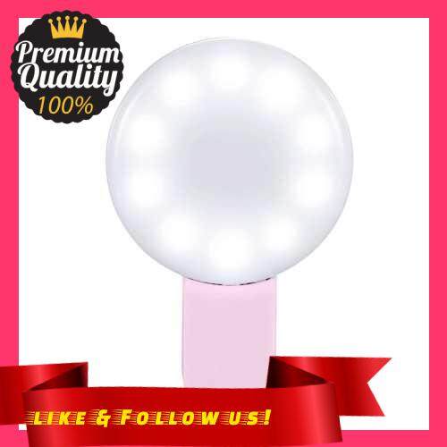 People\'s Choice Mini Led Selfie Light Circle Flash Fill Clip Camera Lamp Portable Supplementary Light For Mobile Phone & Tablets (Pink)