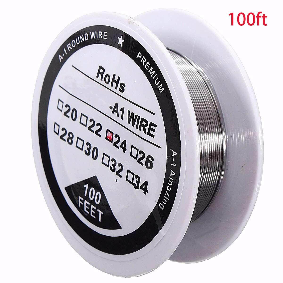 Vape and Wires Round Kanthal Resistance Wire 24 Gauge AWG A1 100ft Roll 0.51mm 