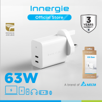 Innergie C6 Duo 63W 2-port USB-C Charger Support USB PD 3.0 (PPS) / QC 4.0 / Samsung Fast Charge for Samsung S24/ iPhone 16 / iPhone 15 / iPad Pro / MacBook Pro Air 13 Inch / Windows Laptop (Delta Electronics)