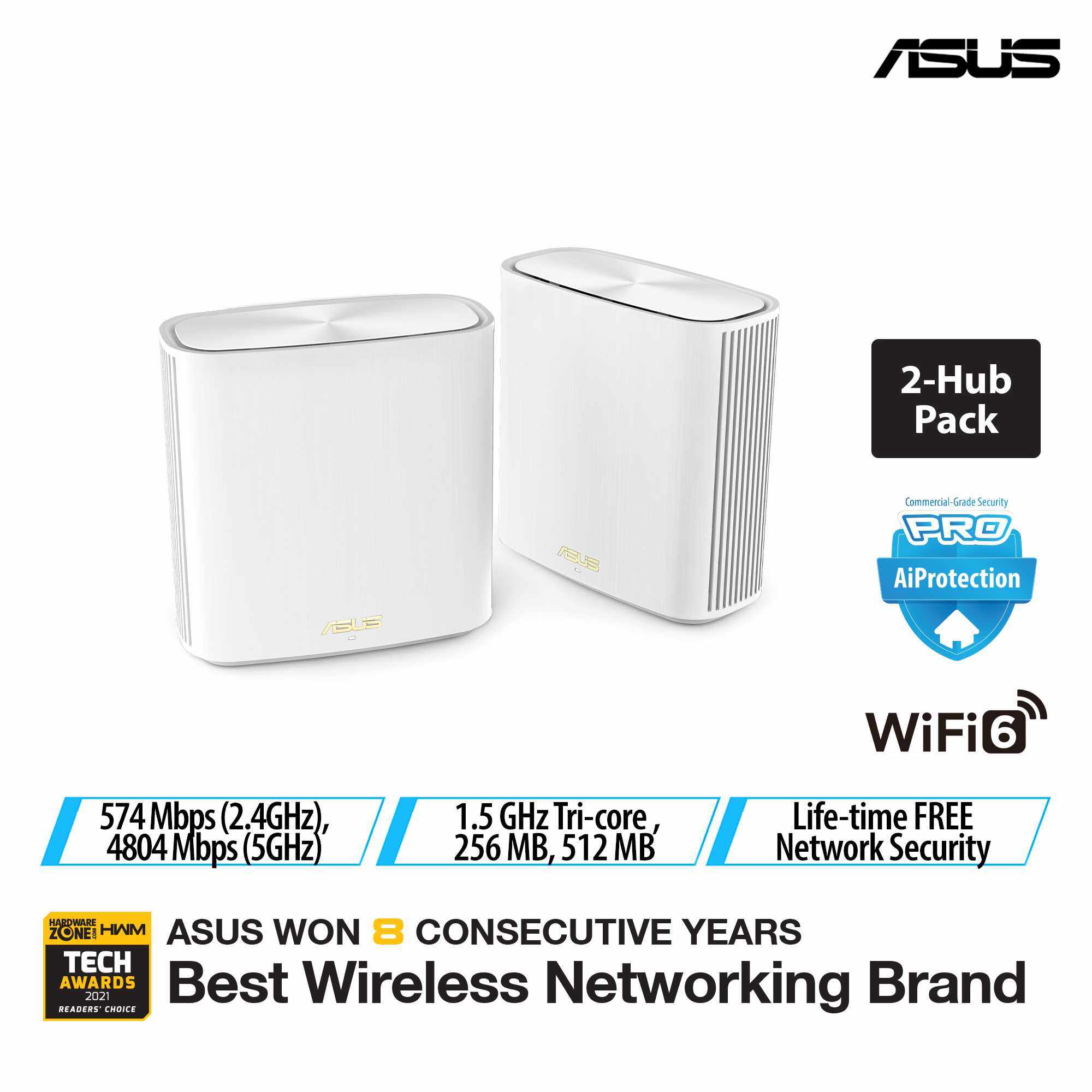 [NEW & FAST SHIPMENT] ASUS ZenWiFi XD6 AX5400 Whole-Home Dual-Band Mesh WiFi 6 System â€“ Coverage up to 5,400 Sq. ft. / 4+ rooms, easy setup, life-time free network security & parental controls
