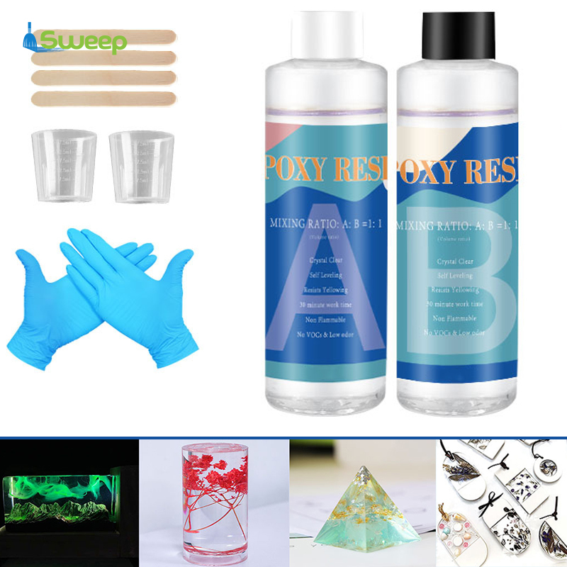 Epoxy Resin Kit Crystal Clear Hardener Kit Easy Mix DIY Supplies For Art Casting Resin Jewelry Projects