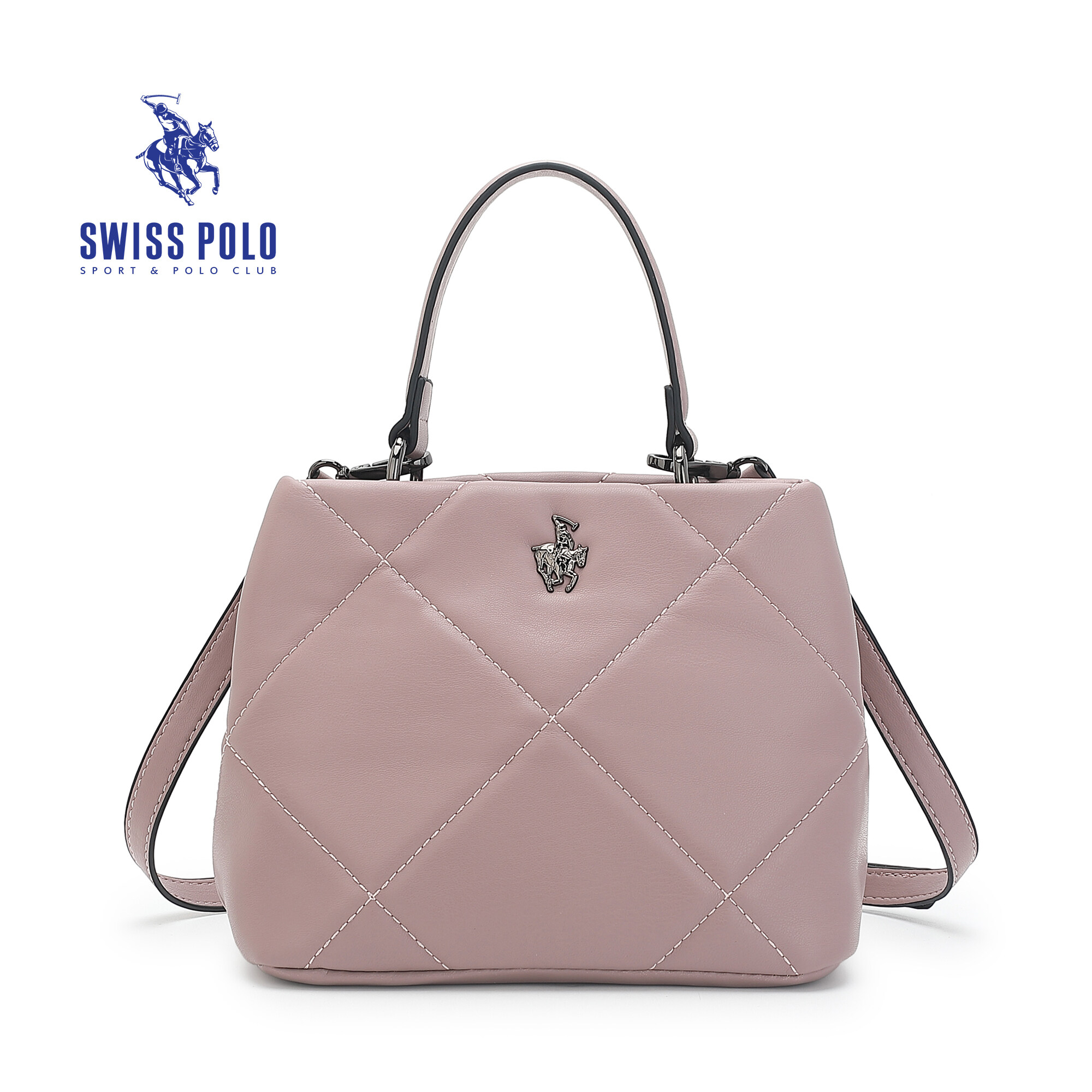 SWISS POLO Ladies Quilted Top Handle Sling Bag HHJ 7886-2 PINK