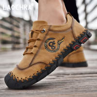 LAOCHRA Genuine Leather Casual Men Shoes Big Size 38-46 Fashion Business Shoes For Men Lace Up Black Summer Round Toe Shoes Men