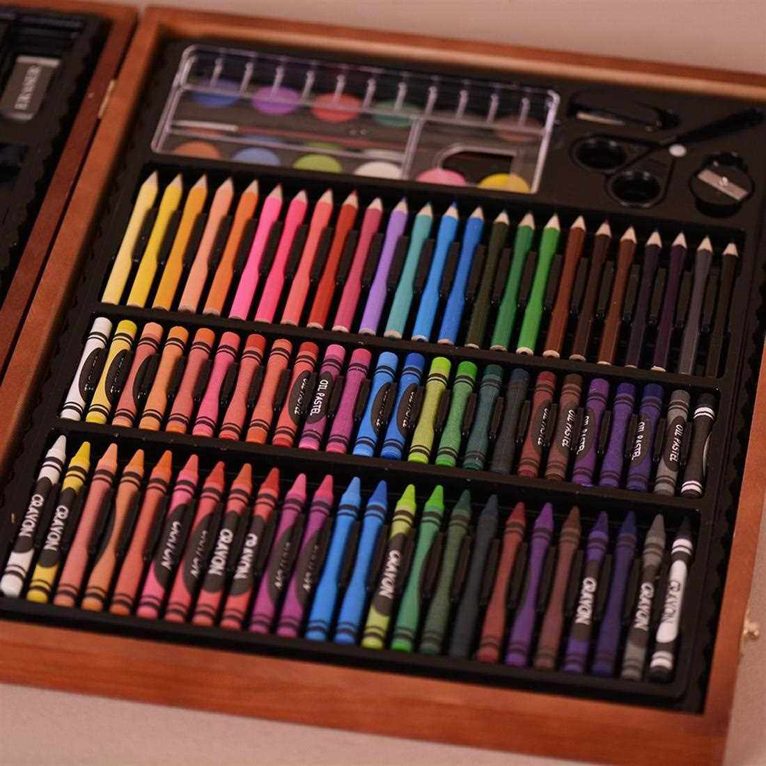 148pcs Deluxe Art Set for Kids with Wooden Case Color Markers Pencils