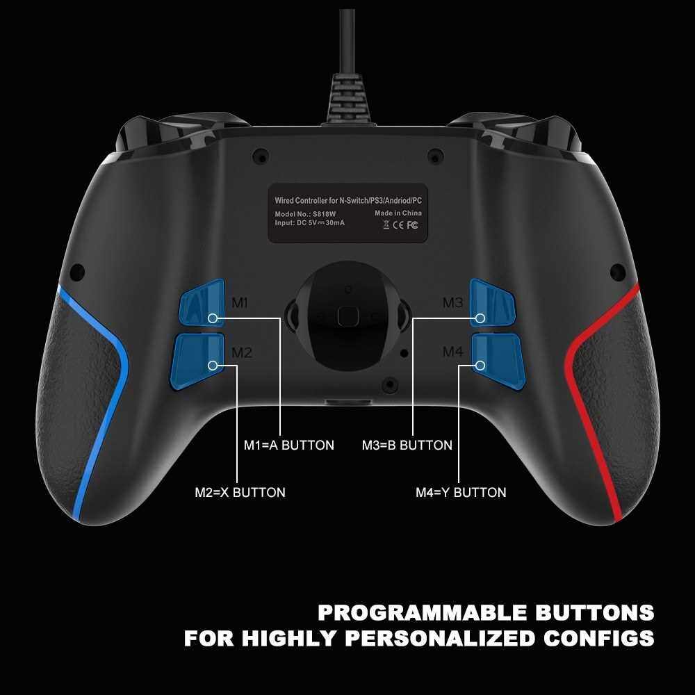 USB Wired Gamepad Game Controller Ergonomic Game Handle with Double Joysticks Turbo Sixaxis