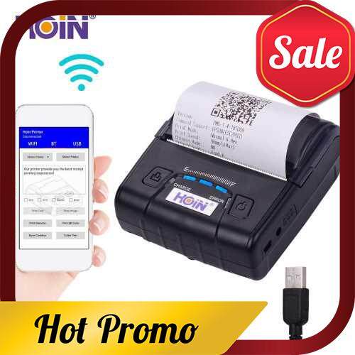 HOIN Portable 80mm Thermal Receipt Printer Handheld Barcode Printer USB BT Connection Wireless Support ESC/POS Command Compatible with Windows Linux Android IOS for Supermarket Store Restaurant (Black)