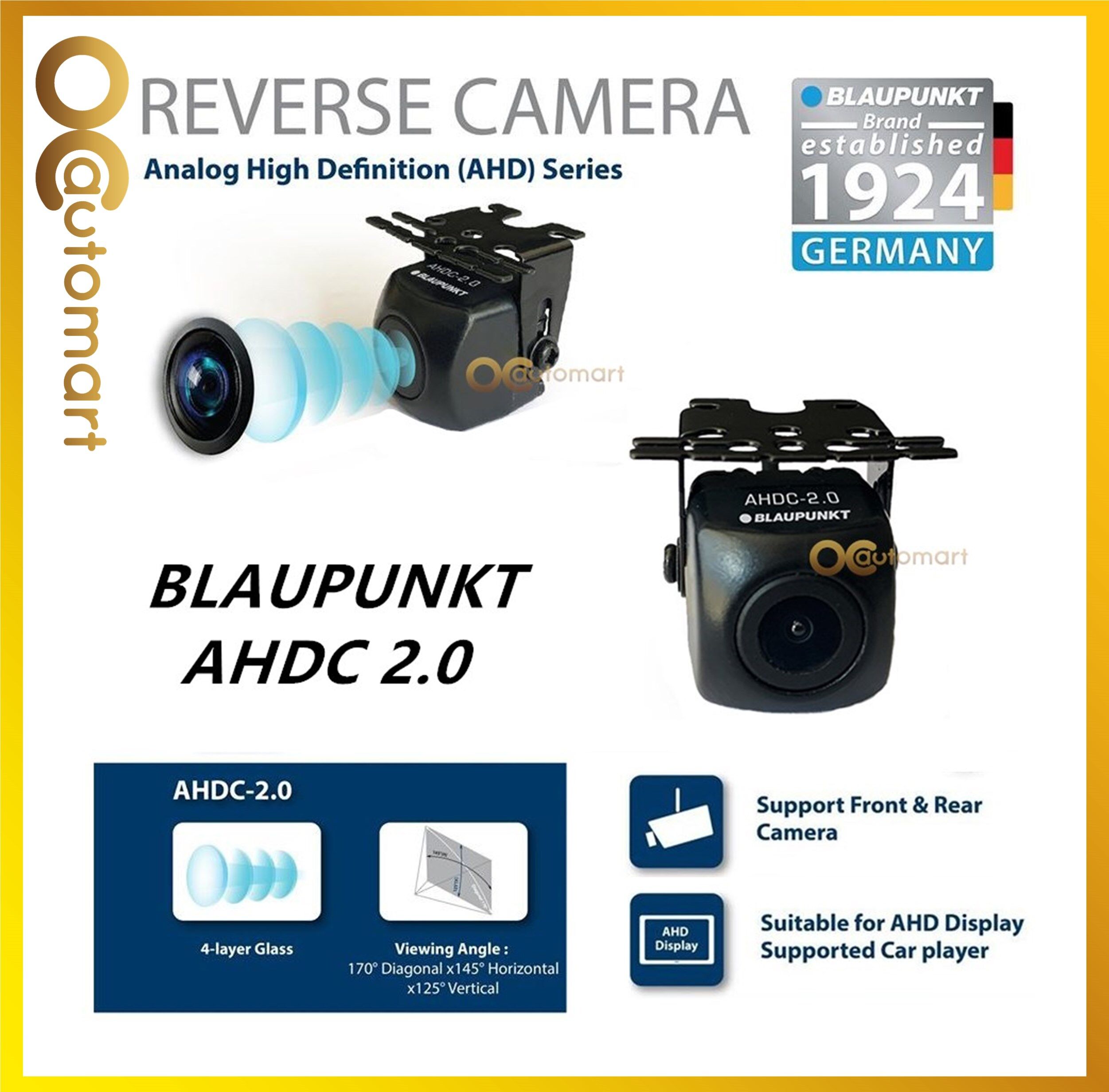 Blaupunkt 170 Ultra Wide Angle Car Reverse Camera AHDC 2.0 Rear Cam Suitable for AHD Display Supported Car Player