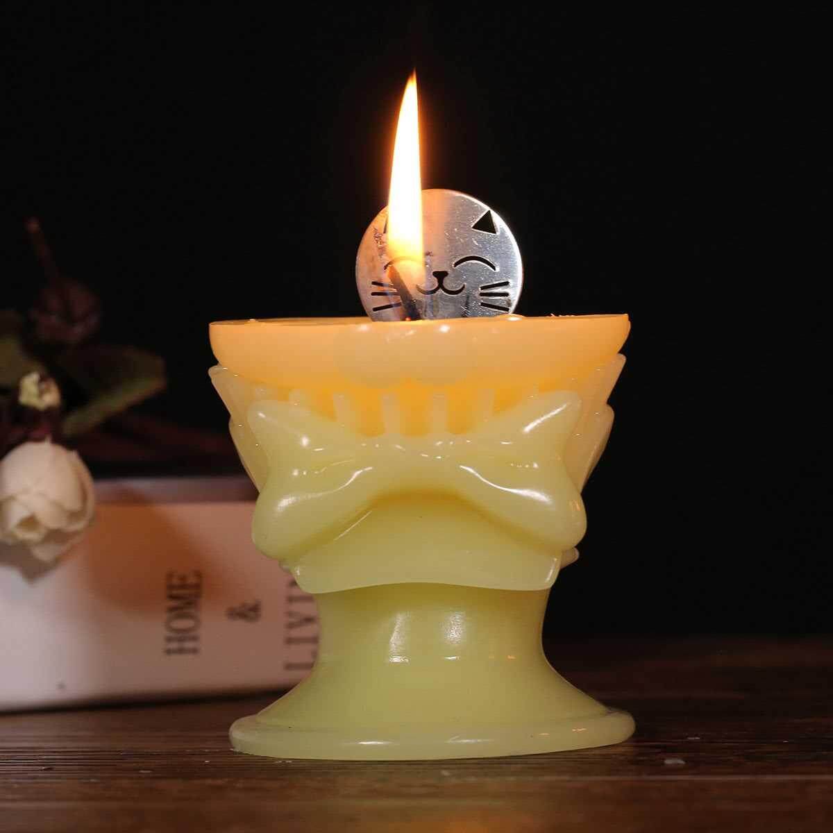 Tomfeel Aroma Candle - Yellow Kitten Decorative Aromatherapy Wax Natural Cotton Wick (yellow)