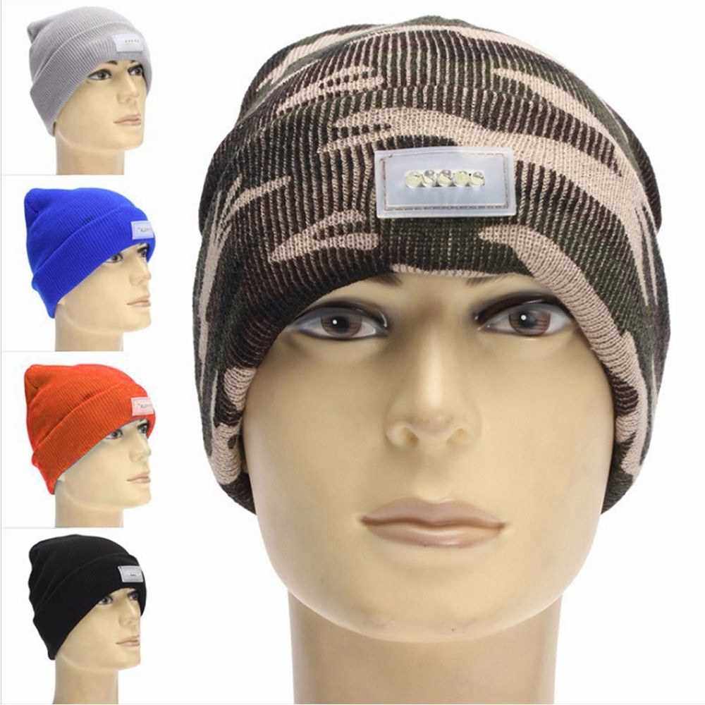 Best Selling Multi-purpose Ultra Bright 5 LED Winter Warm Beanie Cap (Camouflage)
