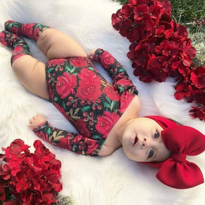 【flowerlove fashionable】 trẻ mới biết đi bé gái sơ sinh Bộ quần áo Bộ bộ đồ bé gái cho bé sơ sinh-3 cái trẻ sơ sinh-aliexpressunderwear &amp; đồ ngủ