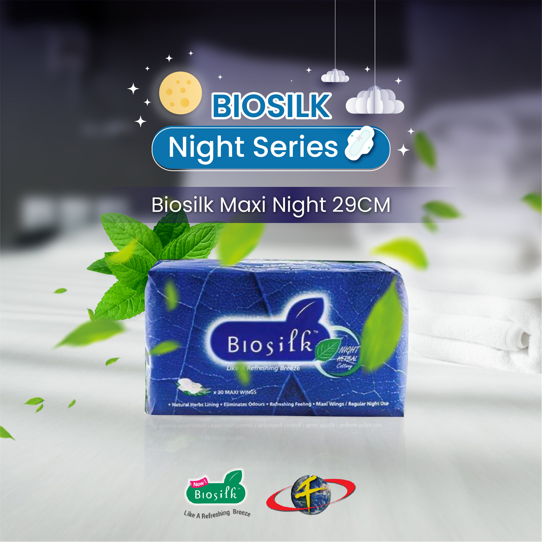 Biosilk Herbal Maxi Value Sanitary Napkins / Pads 24cm+24cm+29cm