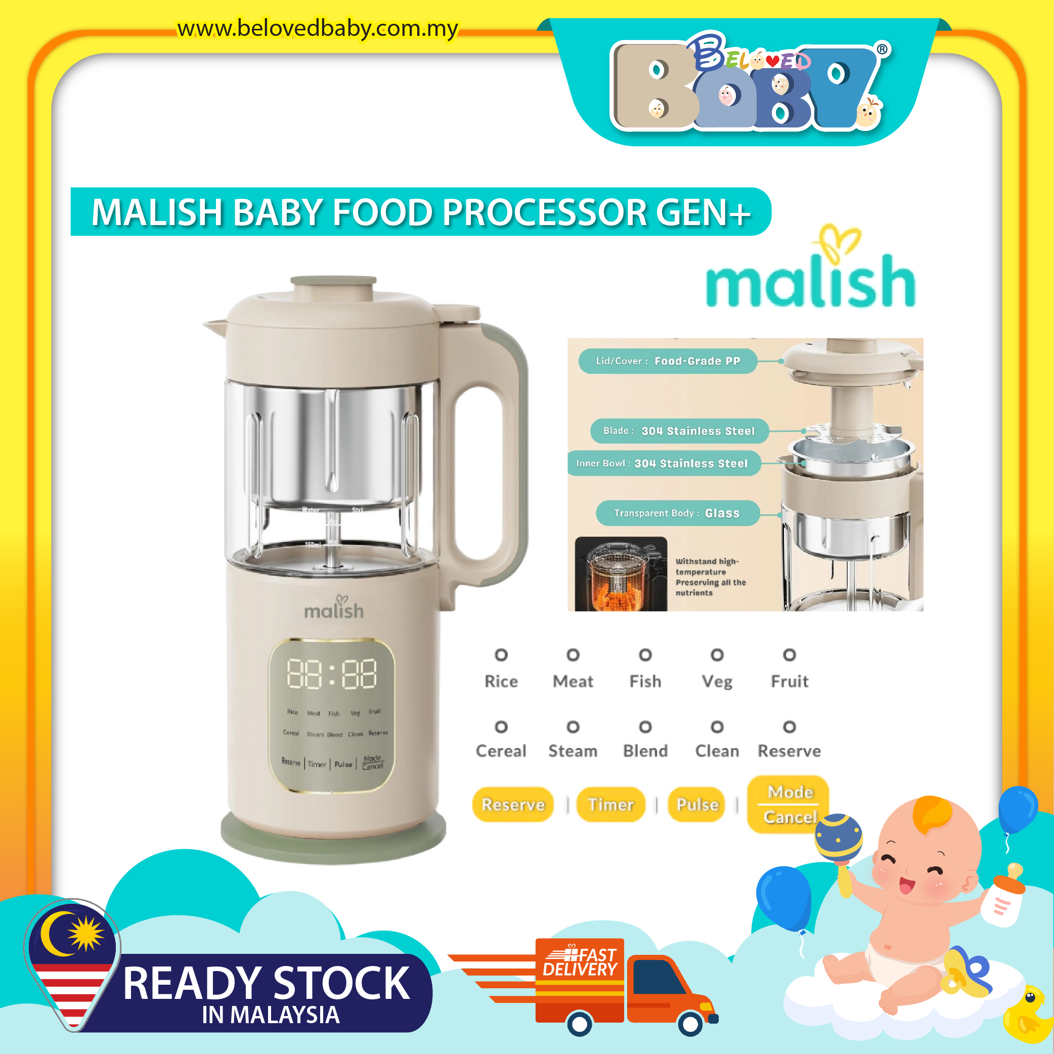 Malish Multi-Functional Baby Food Processor Gen+