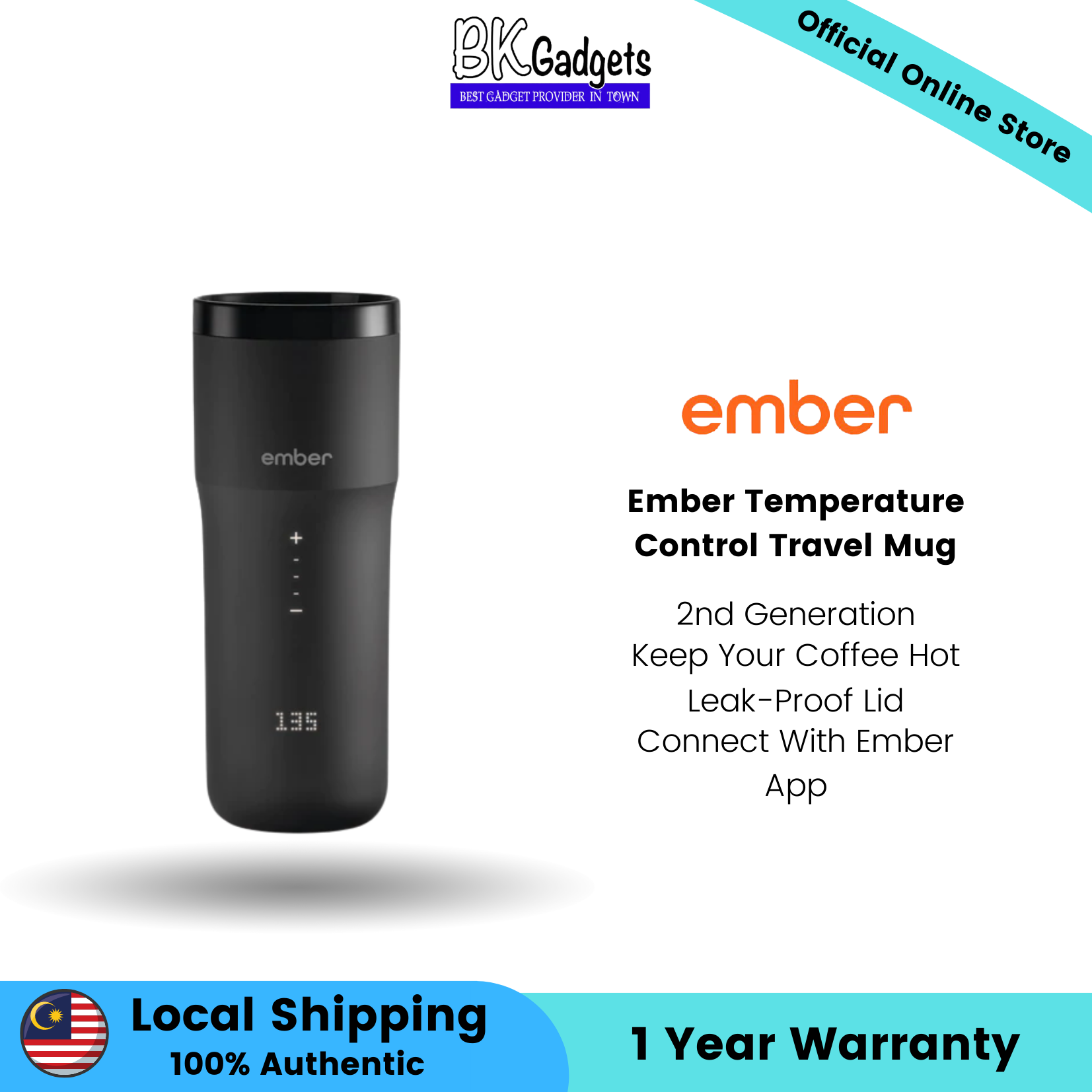 Ember Temperature Control Travel Mug - 2nd Generation | Leak-Proof Lid | Connect With Ember App