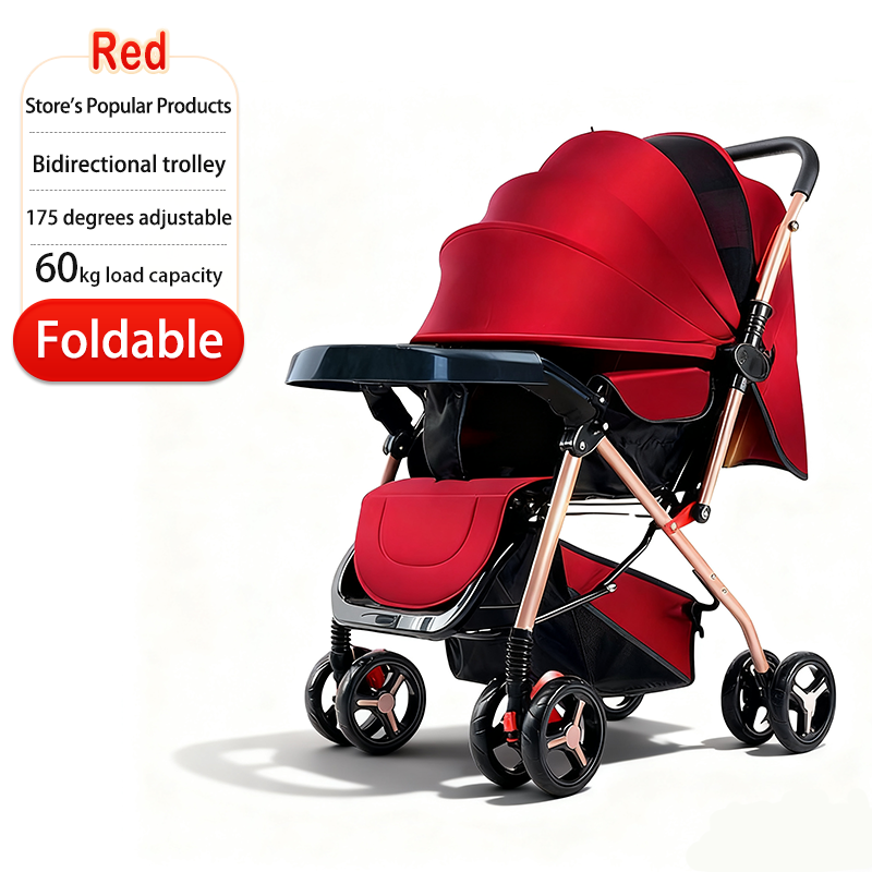 Baby Strollers Comfortable and Breathable Two Way Strollers With Plate and Seat cushion Foldable Strollers