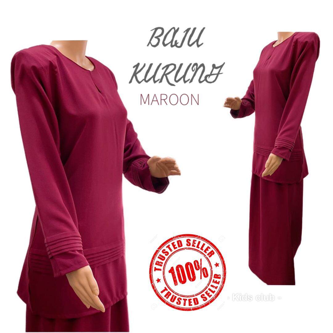 Harga Baju Kurung Maroon/ Kurung Moden/Pleated/New Arrival/Fast Delivery Terbaik