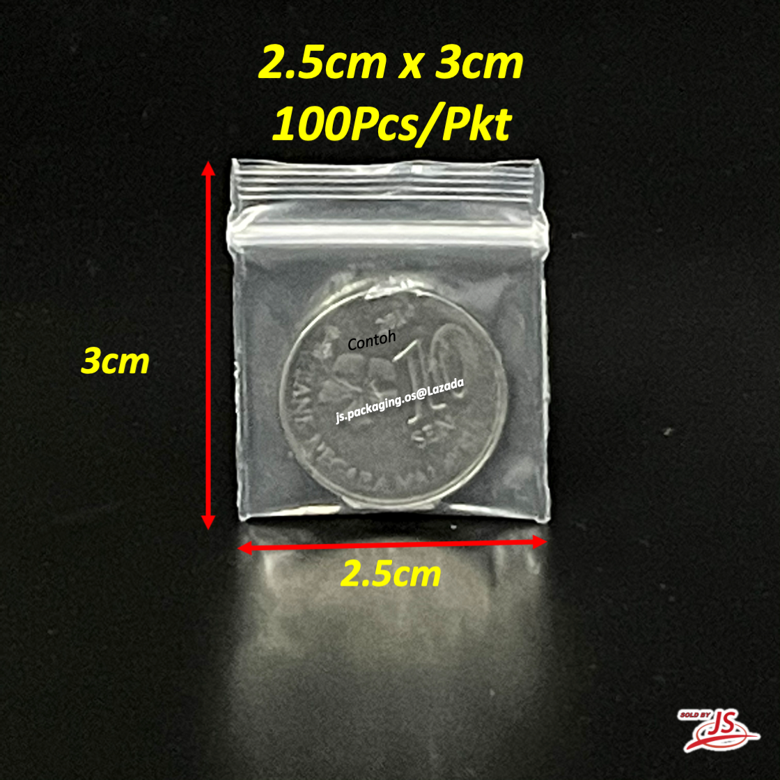 (SUPER SMALL) PE Plastic Zipper Bag / Transparent Packaging Plastic Bag with Sealable Zipper / Zip Lock Bag RED/BLUE 100pcs/PKT