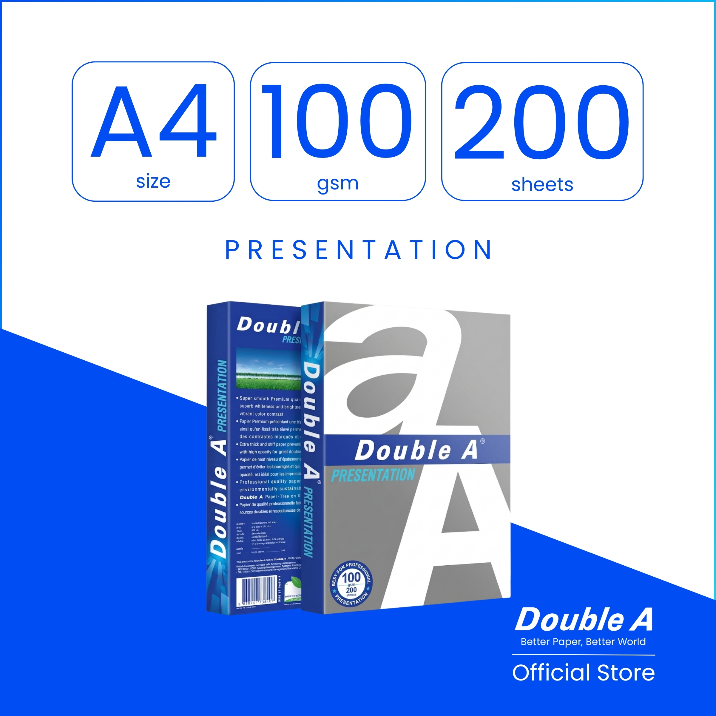 Double A 100gsm 200 Sheets ( A4 Single Pack )
