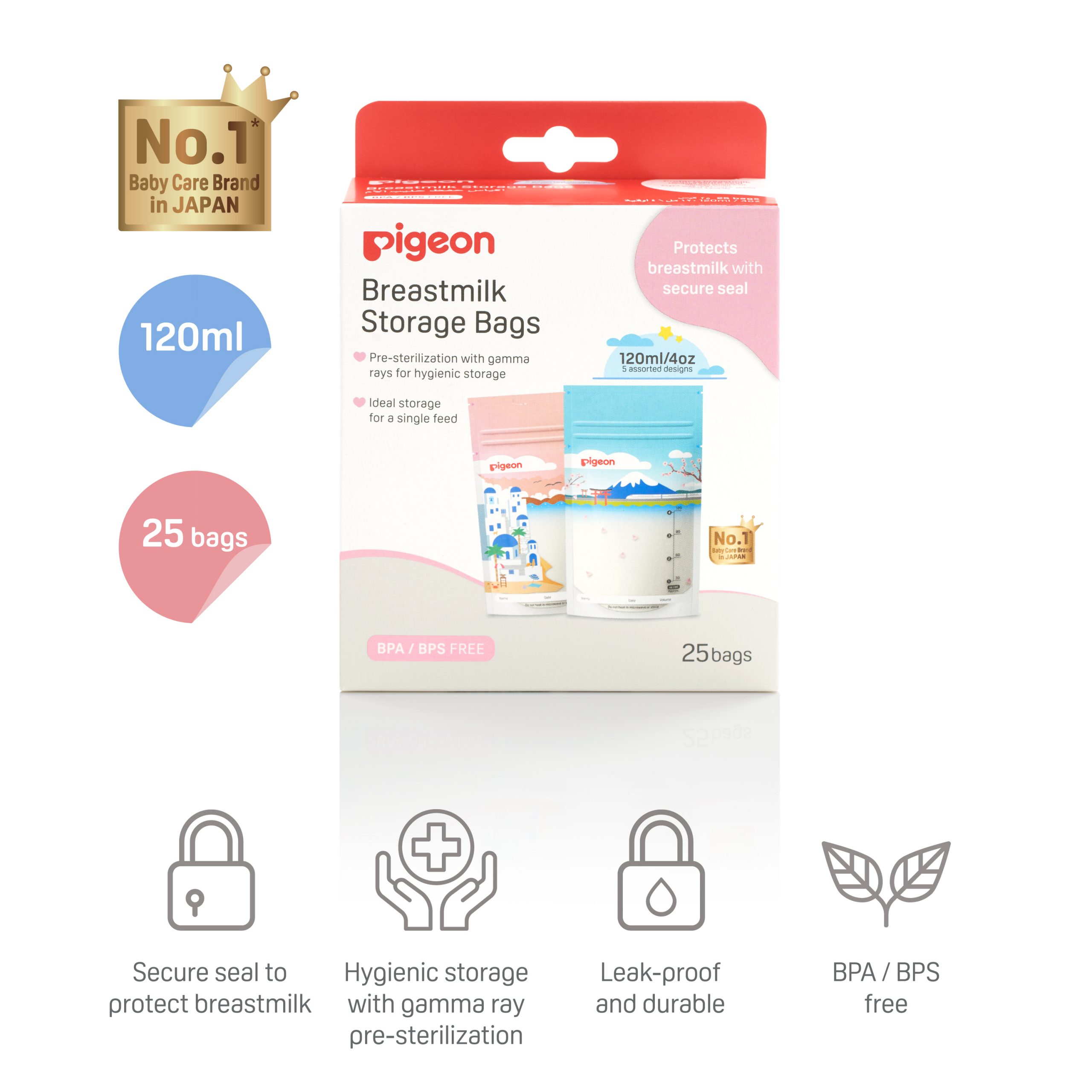 Pigeon Breastmilk Storage Bags 25pcs ( 120ml / 180ml ) Milk Storage Bag