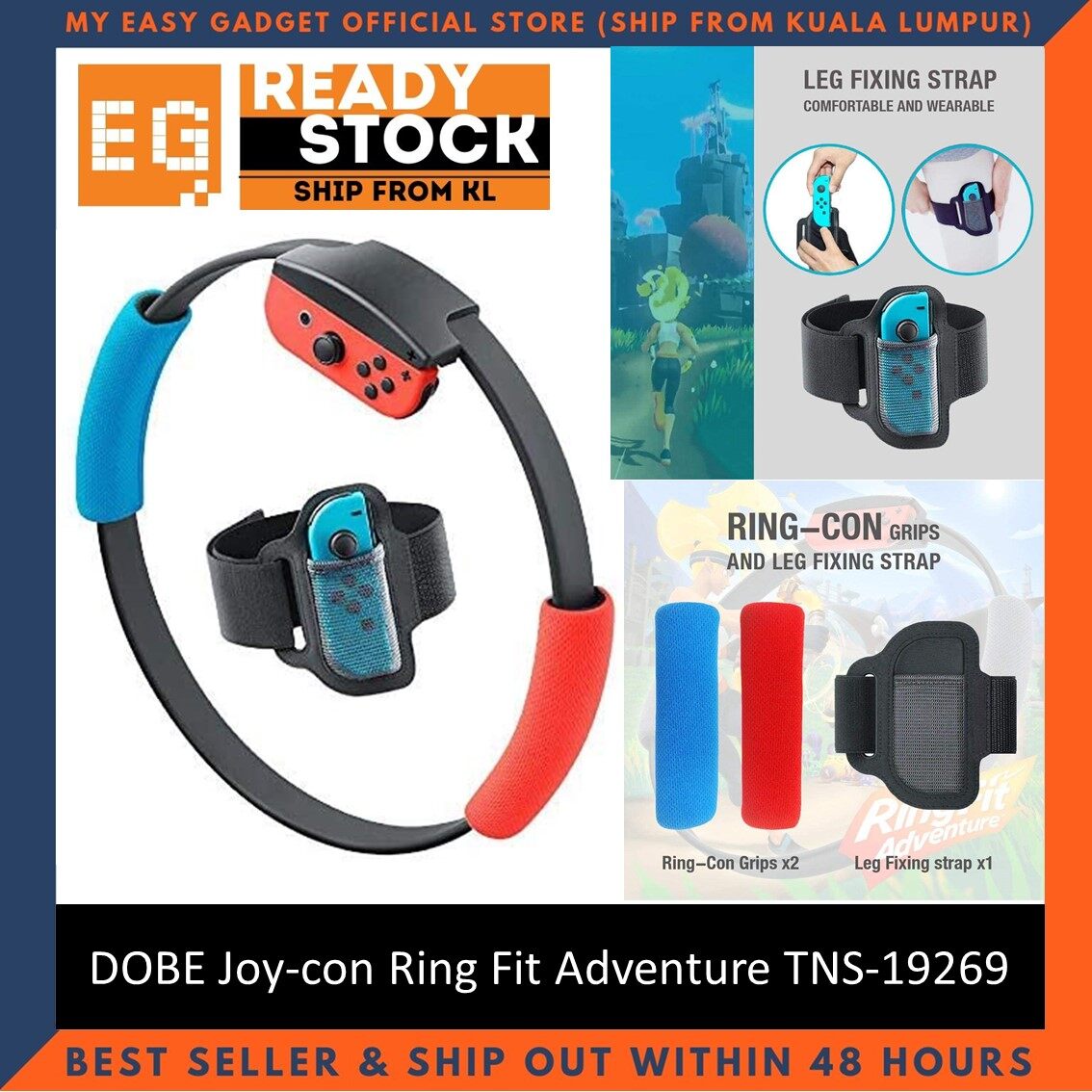 Ring Fit Adventure for Nintendo Switch Adjustable Leg Strap Set for Ring Fit Adventure Ring-con included TNS-19269