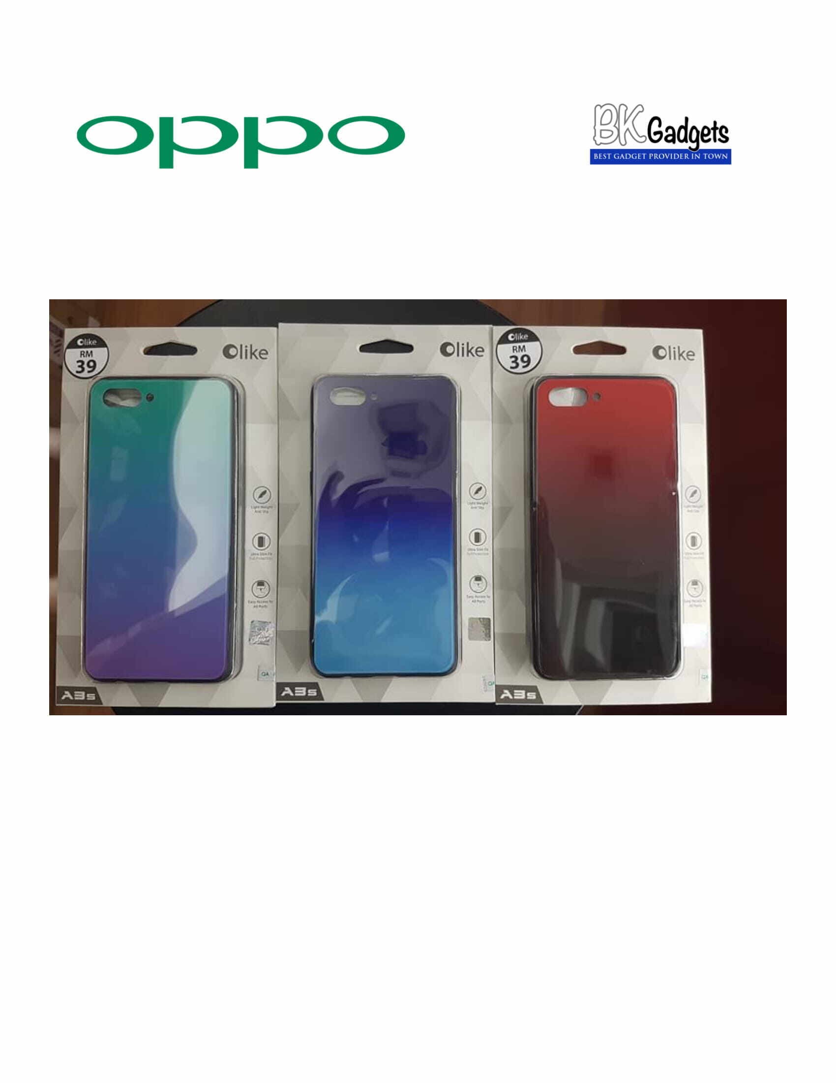 OPPO A12e/A3s Original Olike Back Casing + FREE Tempered Glass
