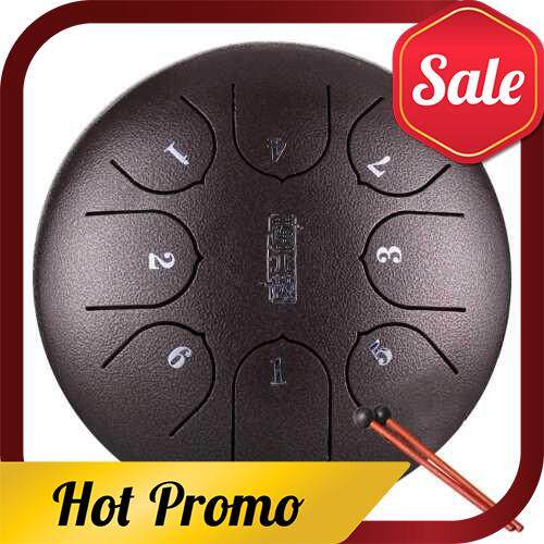 6in Metal Tongue Drum Mini 8-Tone Hand Pan Drums with Drumsticks Percussion Musical Instruments (Coffee)