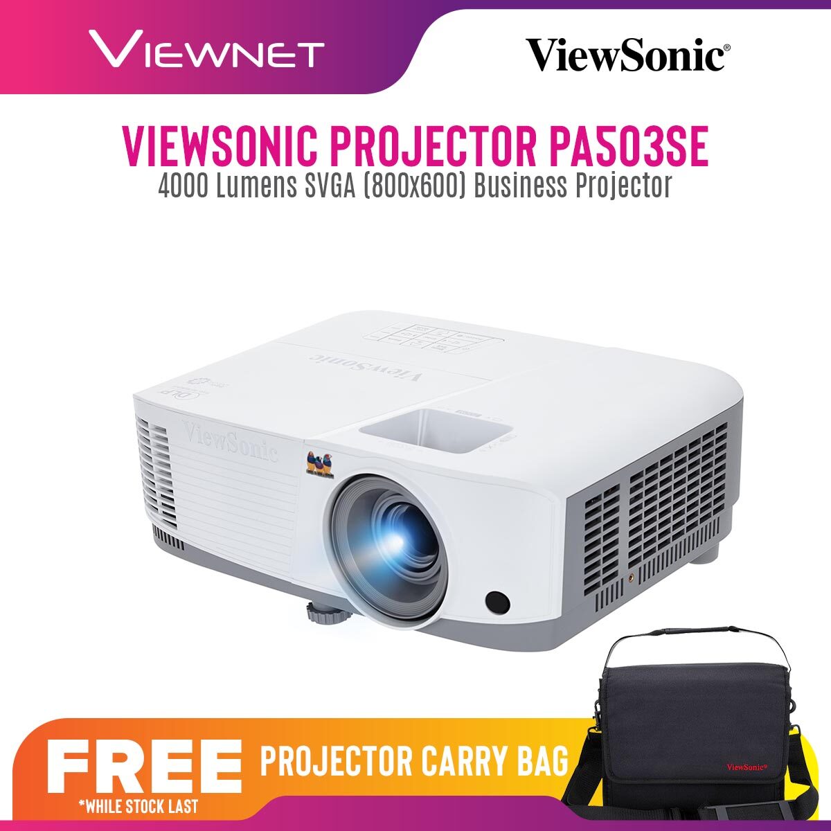 ViewSonic Projector PA503SE with SVGA Resolution (800 x 600), 4000 Lumens,15000 Hours Lamp Life in Eco Mode