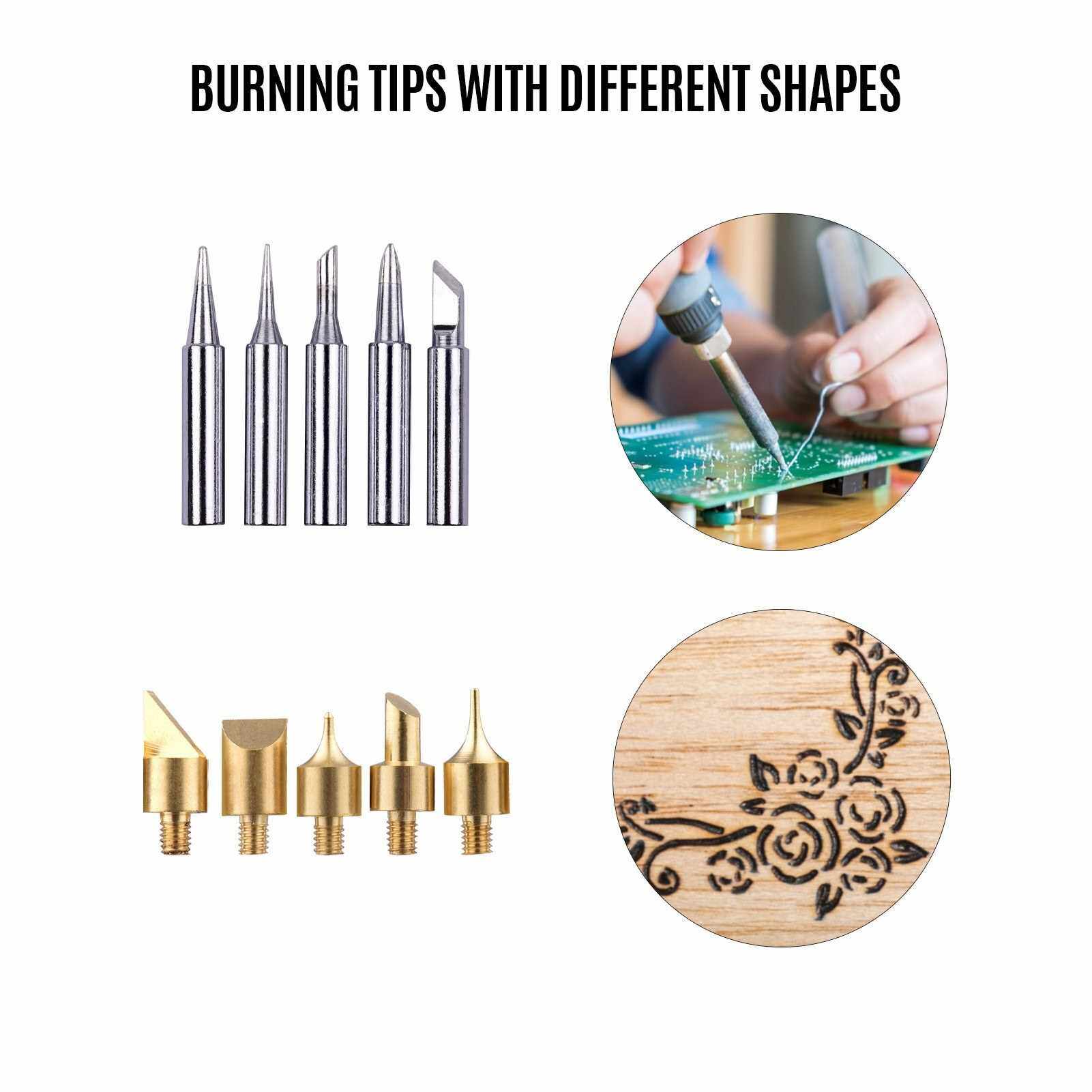 12 Pieces Wood Burning Tool Kit Pyrography Pen Adjustable Temperature from 200480? with LCD