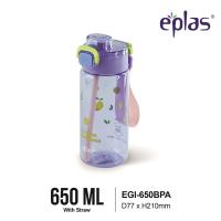 EPLAS KIDS 650ml 2 Way Spout One Touch Kids Water Bottle W/Straw Handle&Safety LockGraphic BottleBotol AirEGI-650BPA