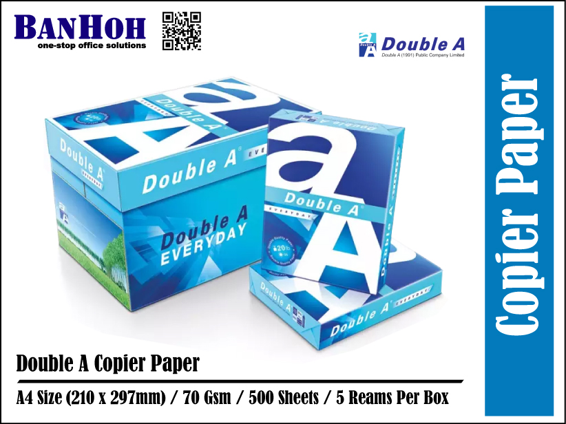 Kertas Double A A4 paper 70Gsm 500s x 5 Peket/Reams/Kotak/Box