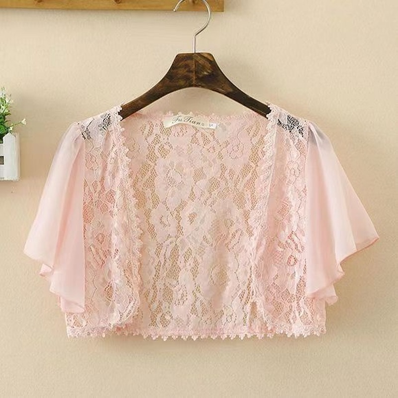 Fashion Lace Shawl Women Elegant Mesh Cardigan Ladies Bride Wedding Thin All-Match Mesh Lightweight Jacket Coat Sun Protection Clothing - 4