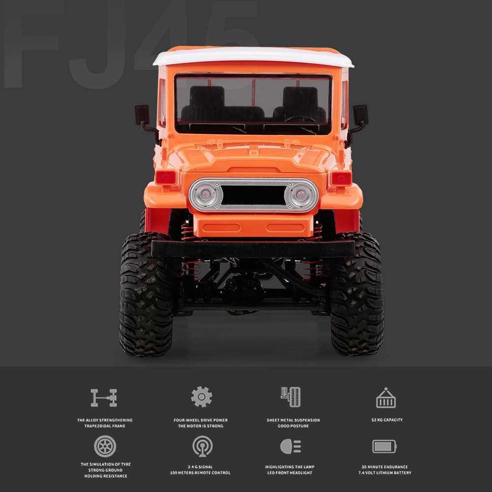 MN-45 RC Crawler 2.4G 4WD Racing Off-road Truck 4x4 1/12 Scale RC Car Fast High Speed Electric Vehicle with Led Light for Kids and Adults RTR (Orange)