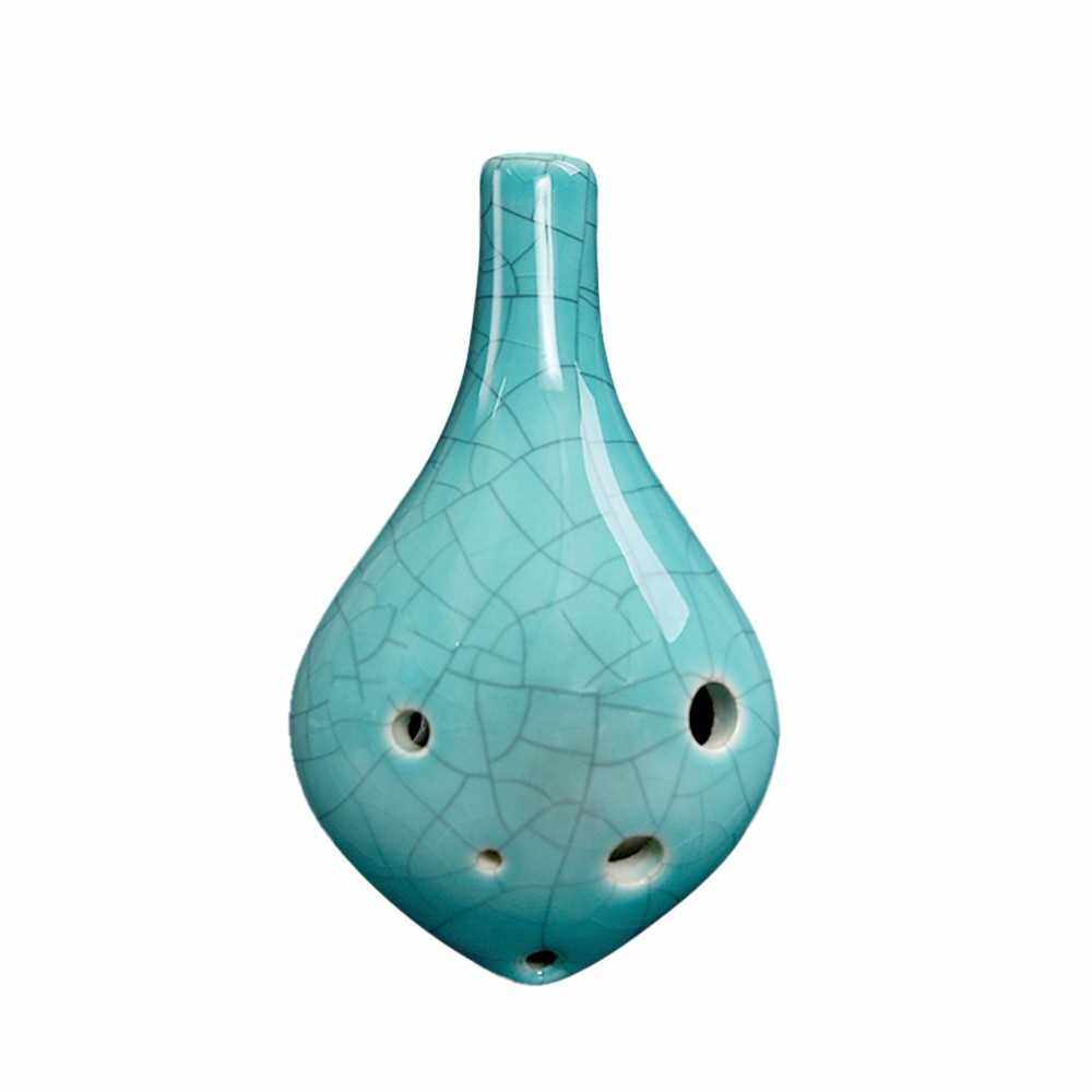 6 Holes Ceramic Ocarina Alto C Wine Bottle Style Hand Painted Musical Instrument with Lanyard Music Score For Music Lover and Learner (Sky Blue)