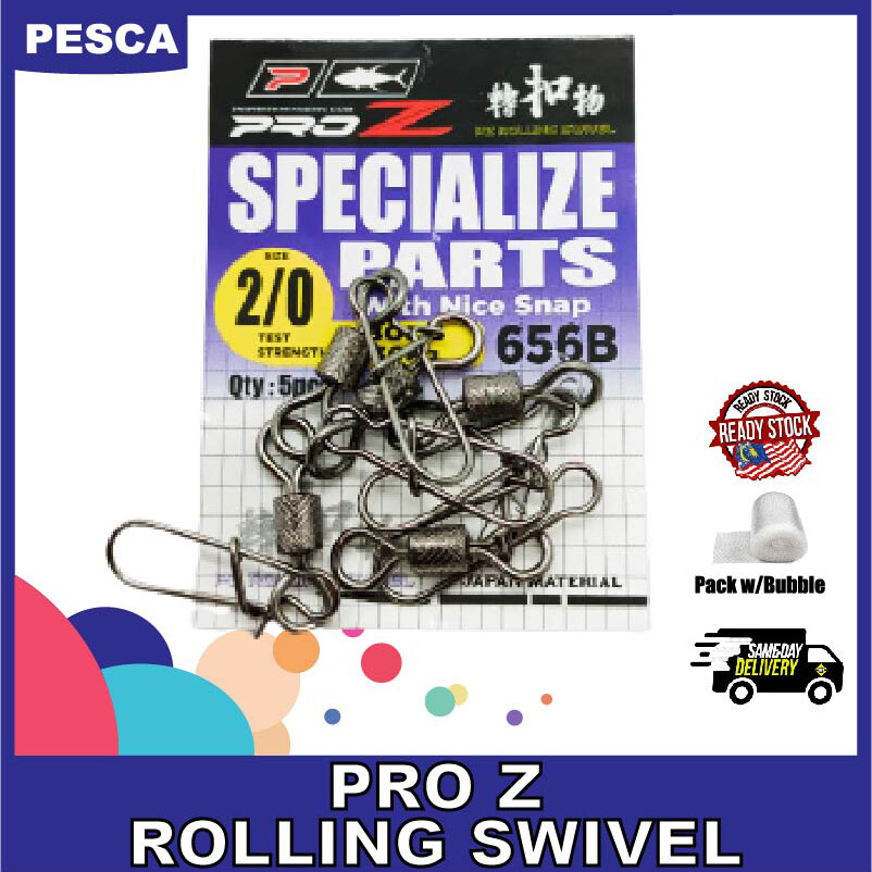 PESCA - PRO Z Rolling Swivel With Nice Snap (656B) Fishing Snap Swivel Fishing Swivel Kekili Kili Kelili Ready Stock