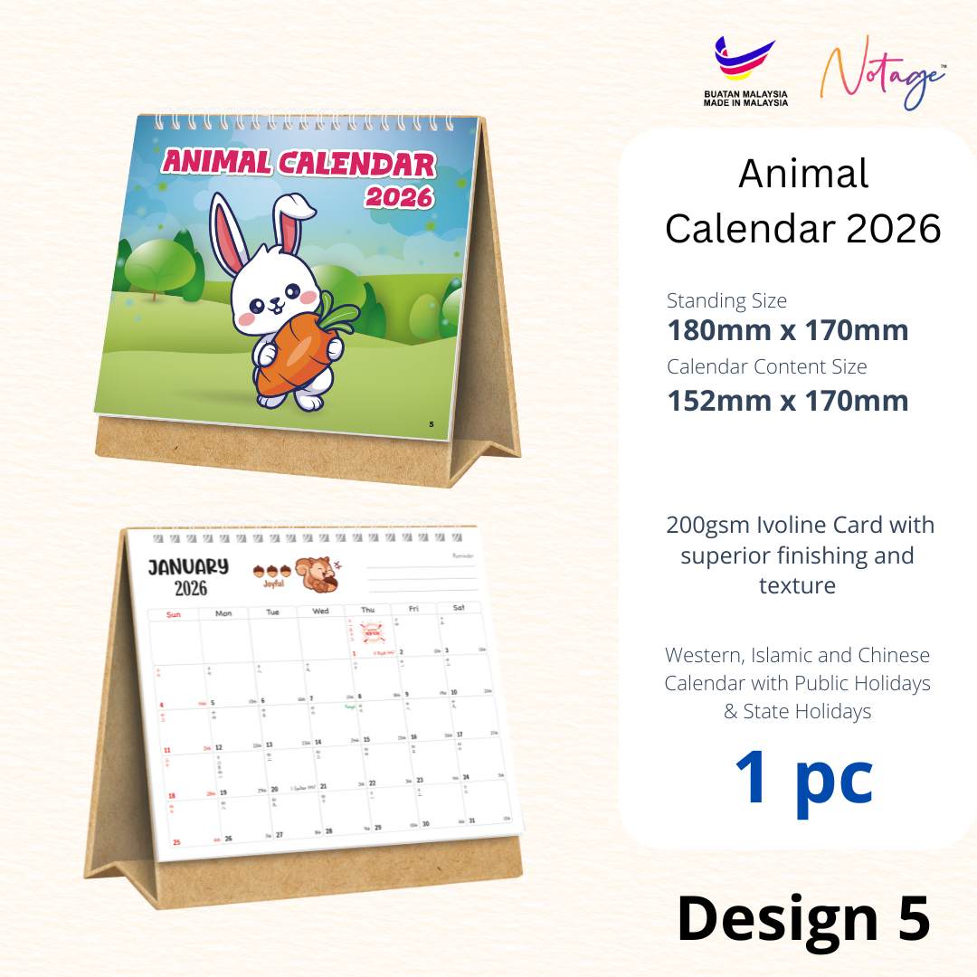 2026 Table Calendar Cute Kraft Stand Notage Malaysia Desk Flip Kalender Murah Minimalist Calendar Gift Desktop Stand