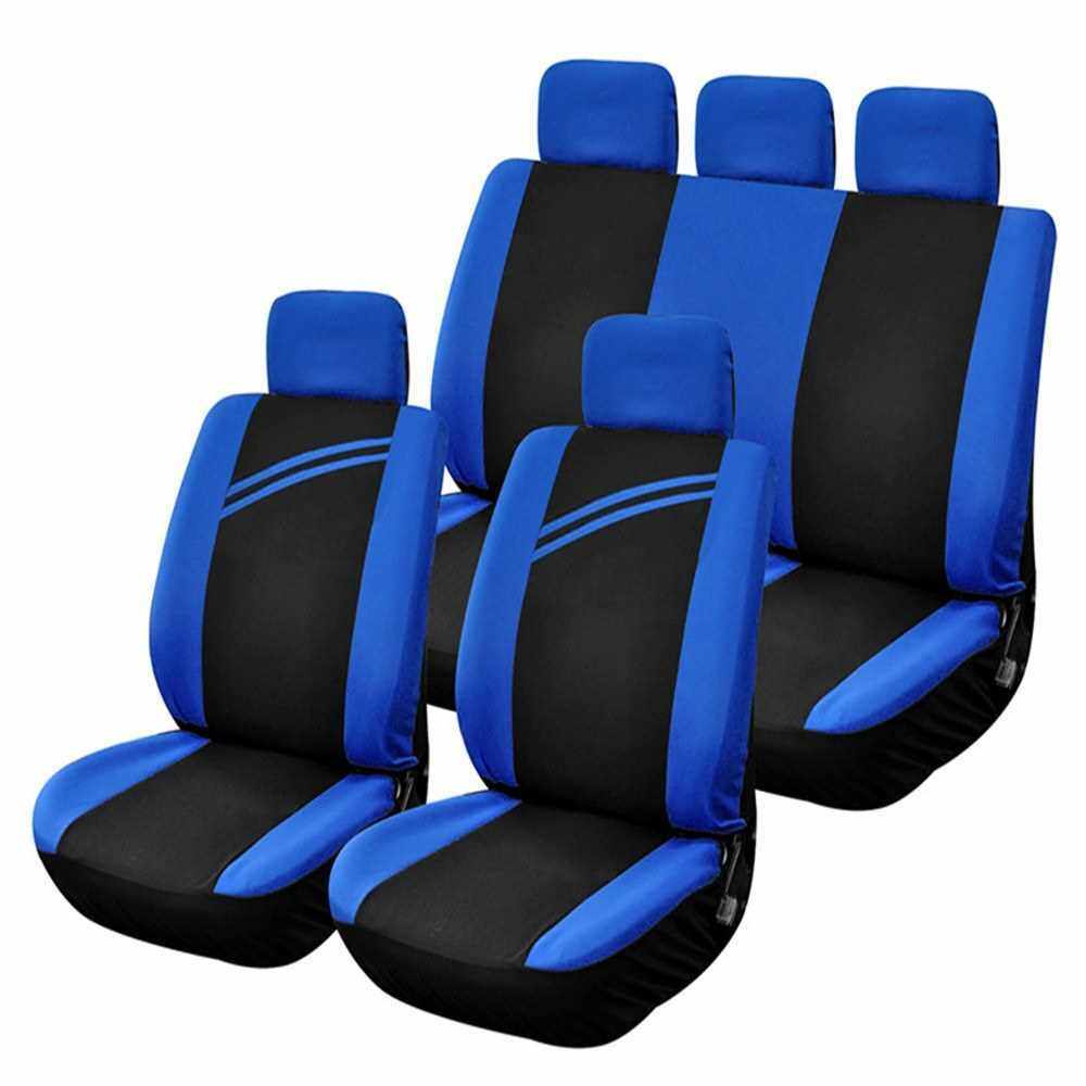 9 Pcs Car Seat Cover Vehicle Protective Cushion Four Seasons Universal Full Surround Headrest Auto Interior Decoration for Most Car Truck Suv Van Oblique-strip Style (Standard)