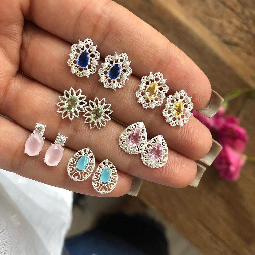 BODHI Fashion Bohemian Hollow Ear Stud Rhinestone Earrings Women Girl Party Jewelry
