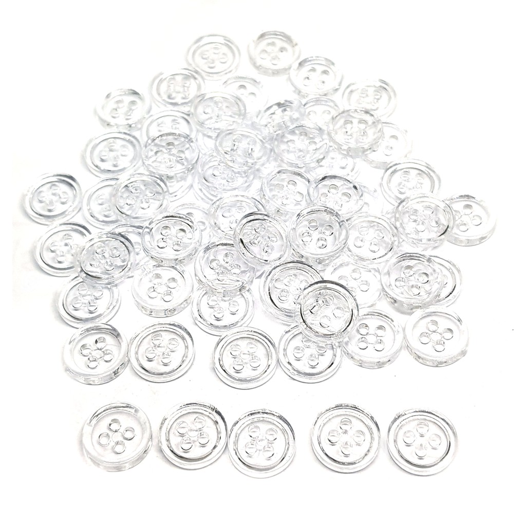 100 pcs 9mm tiny buttons small buttons transparent buttons 4 holes for doll costume
