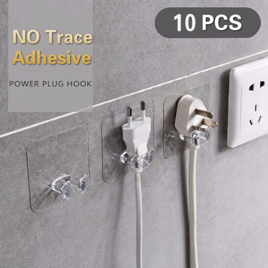 10pcs rõ ràng mạnh mẽ cắm móc dính đa mục đích nhựa trong suốt dán móc ues cho phòng tắm nhà bếp văn phòng