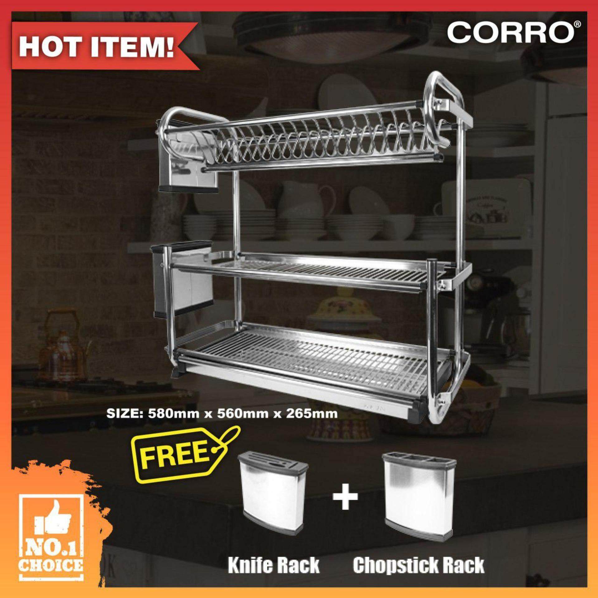 CORRO High Quality SUS304 Stainless Steel 3 Tier Dish Rack
