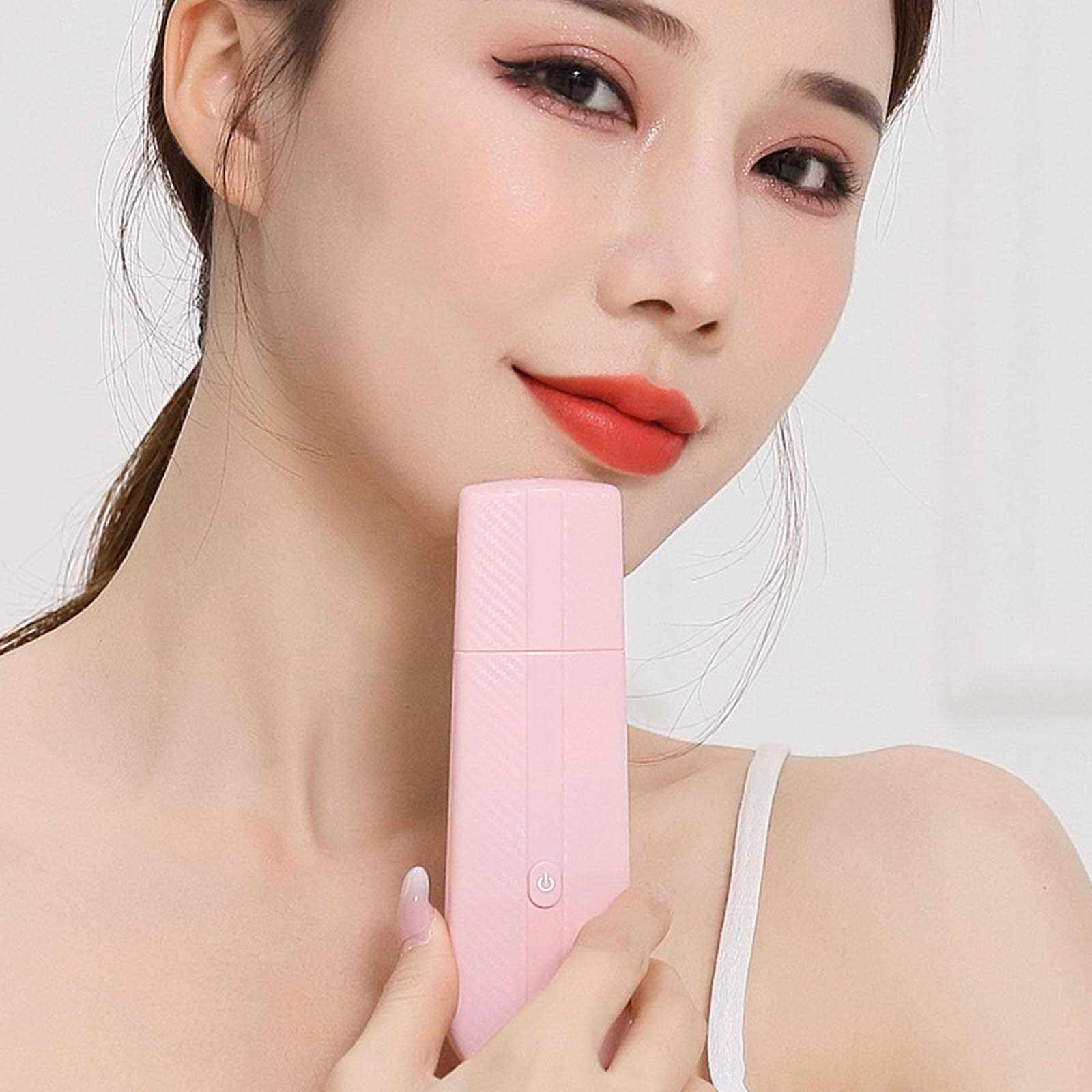 Skin Scrubber Facial Deep Cleansing Blackhead Removal Tool Pore Cleaning Nose Blackhead Remover Exfoliator Face Skin Lifting Tool USB Rechargeable (Pink)