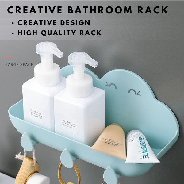 [ Local Ready Stocks ] Cloud Shape Bathroom Storage Rack with Hook Bathroom Organizer