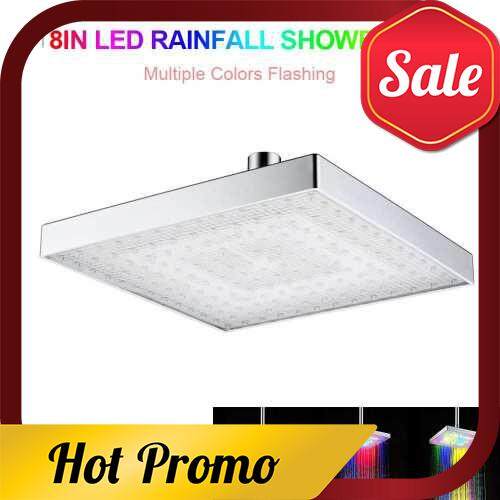 LED Rainfall Shower Head Square Shower Head Multiple Colors