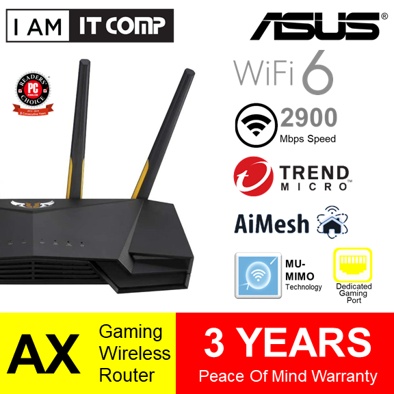 ASUS TUF-AX3000 Gaming Router WiFi 6 Dual Band AX3000 AiMesh Whole Home Mesh WiFi Gaming Router
