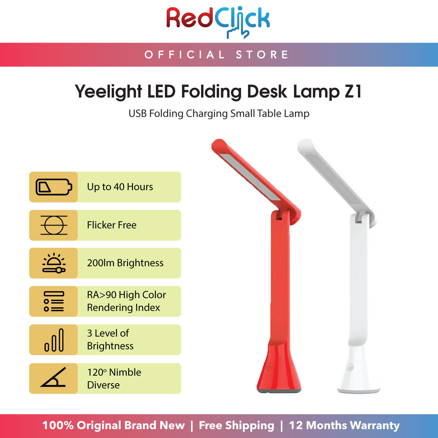 Yeelight LED Folding Desk Lamp Z1 /YLTD11YL Wireless Rechargeable Table Lamp 3 Level Dimming Original Yeelight Product