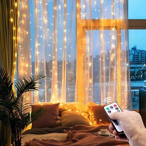 Đèn dây rèm cửa sổ usb 3m/đèn dây led lấp lánh chống nước điều khiển từ xa 8 chế độ/đèn treo rèm dây đồng phòng/đèn thần tiên giáng sinh năm mới trang trí tiệc